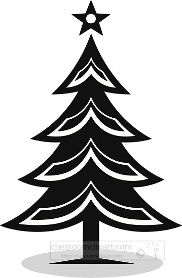 christmas tree clipart black and white