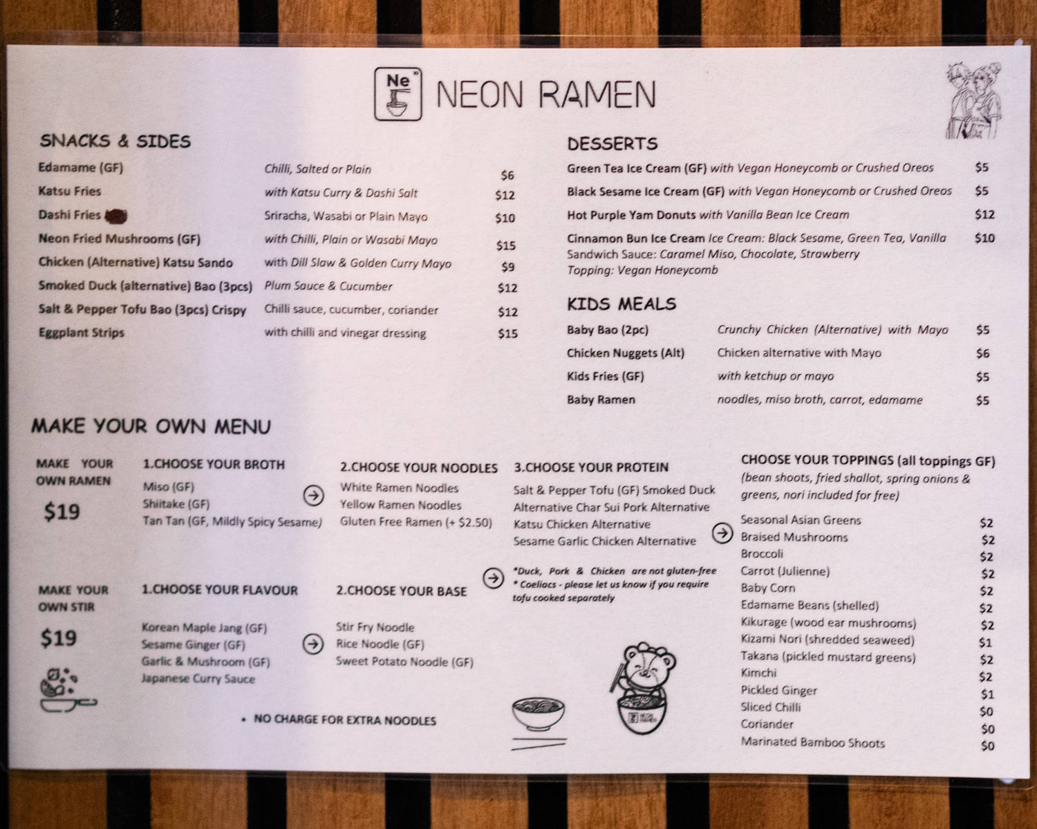 neon ramen menu