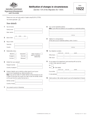 1022 notification of changes in circumstances