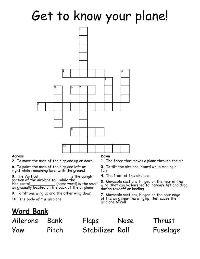 feature on a planes wing crossword clue