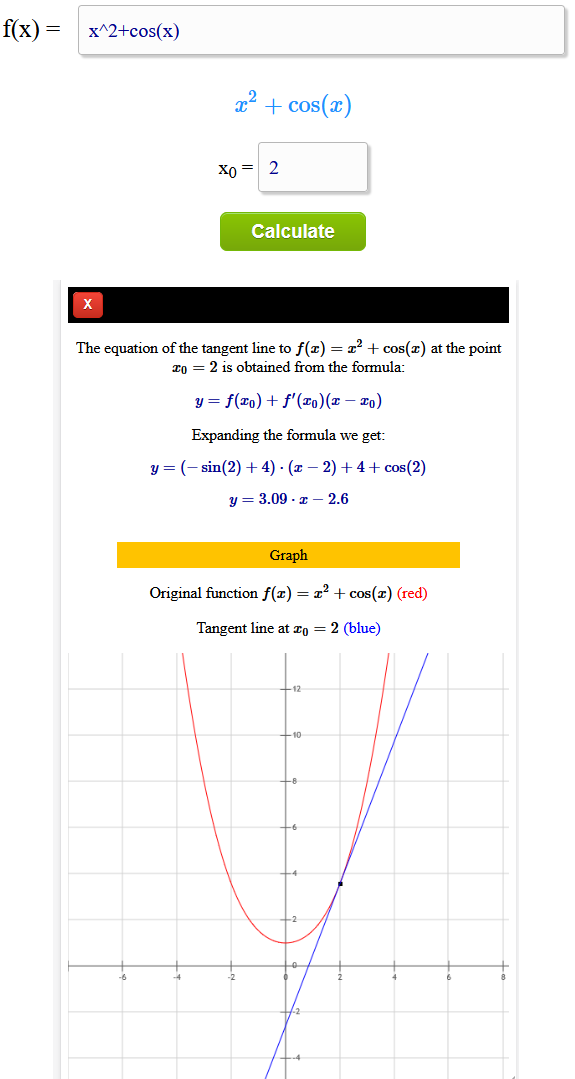 find tangent calculator