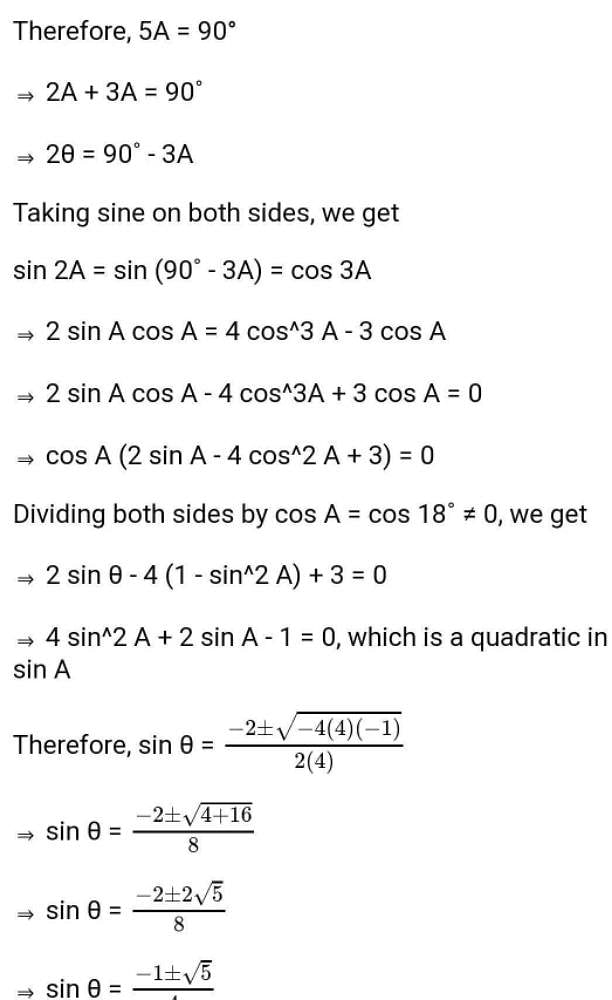 find the value of sin 18 degree