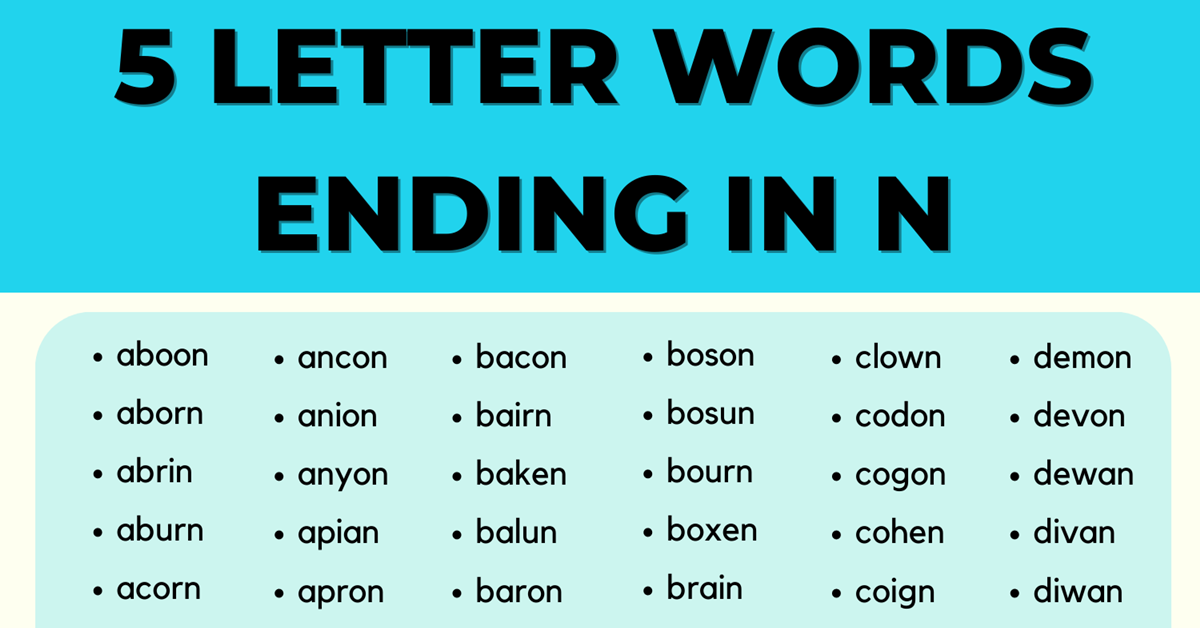 five letter words ending in n