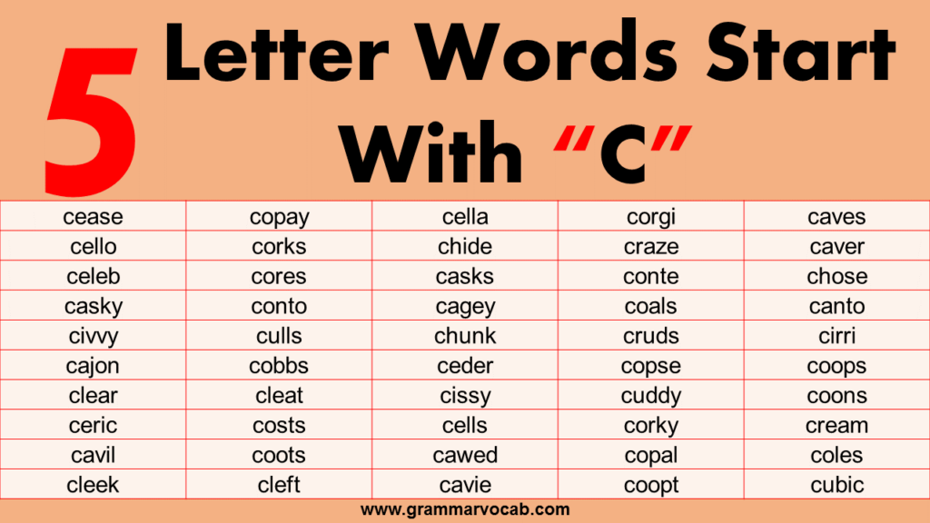 five letter words with c in the middle