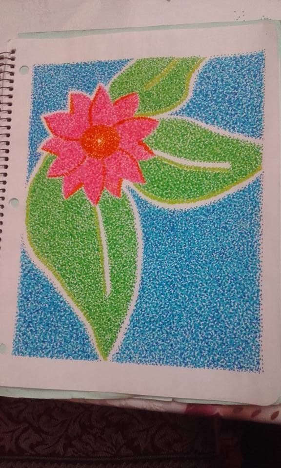 flor con puntillismo