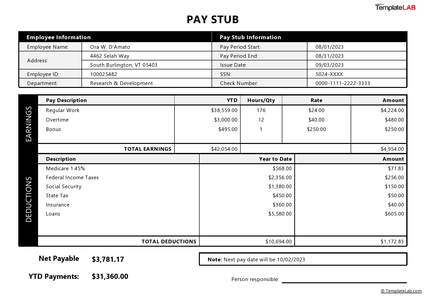 free check stubs template