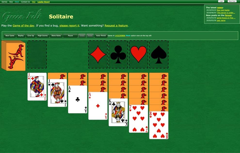 freecell solitaire green felt