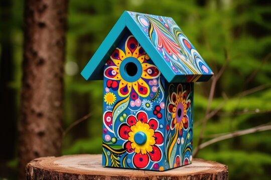 funky painted birdhouses