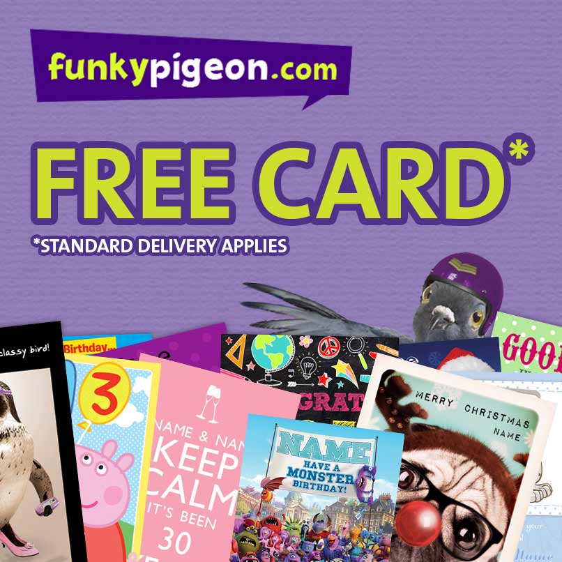 funky pigeon free card