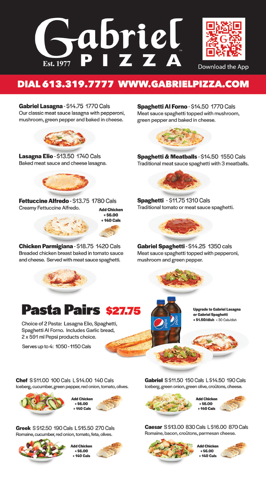 gabriel pizza gatineau menu