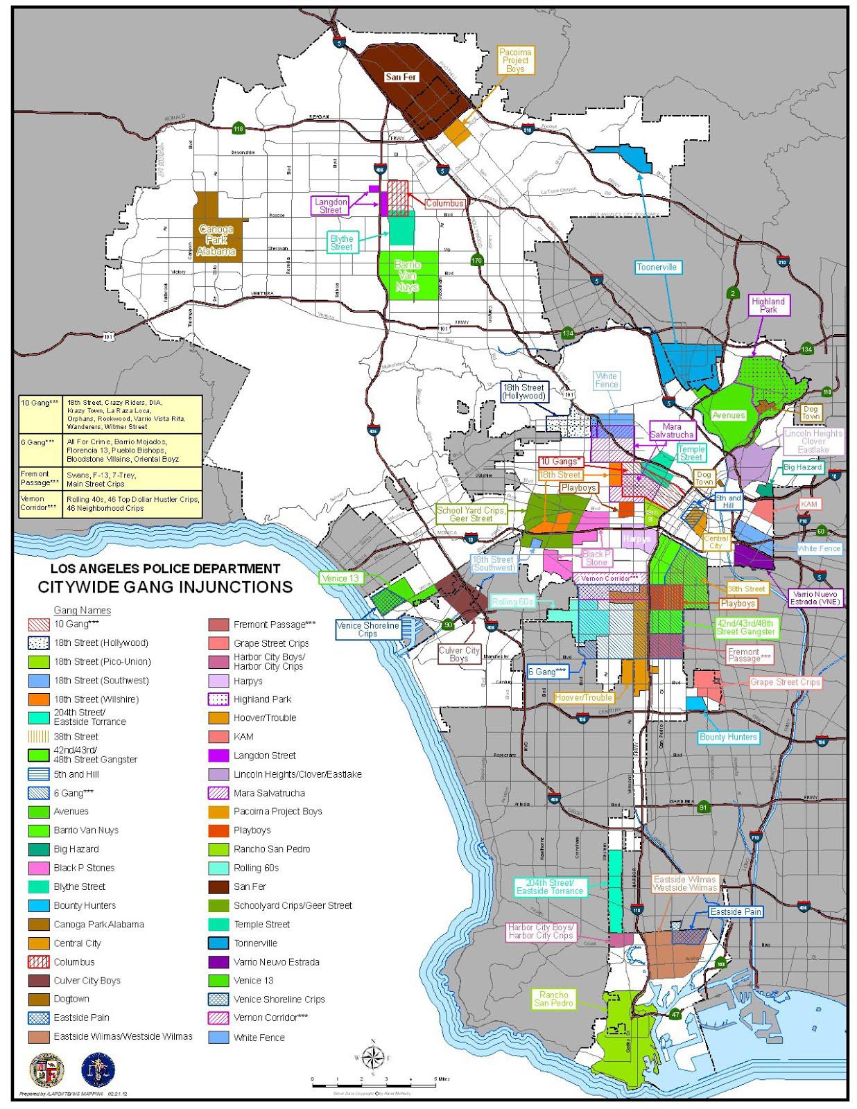 gangs in los angeles map