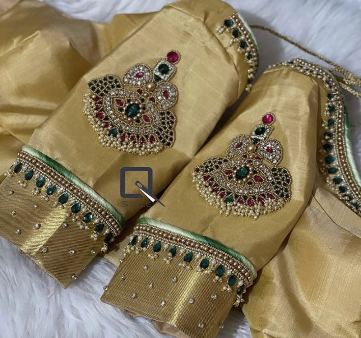 golden blouse hand designs