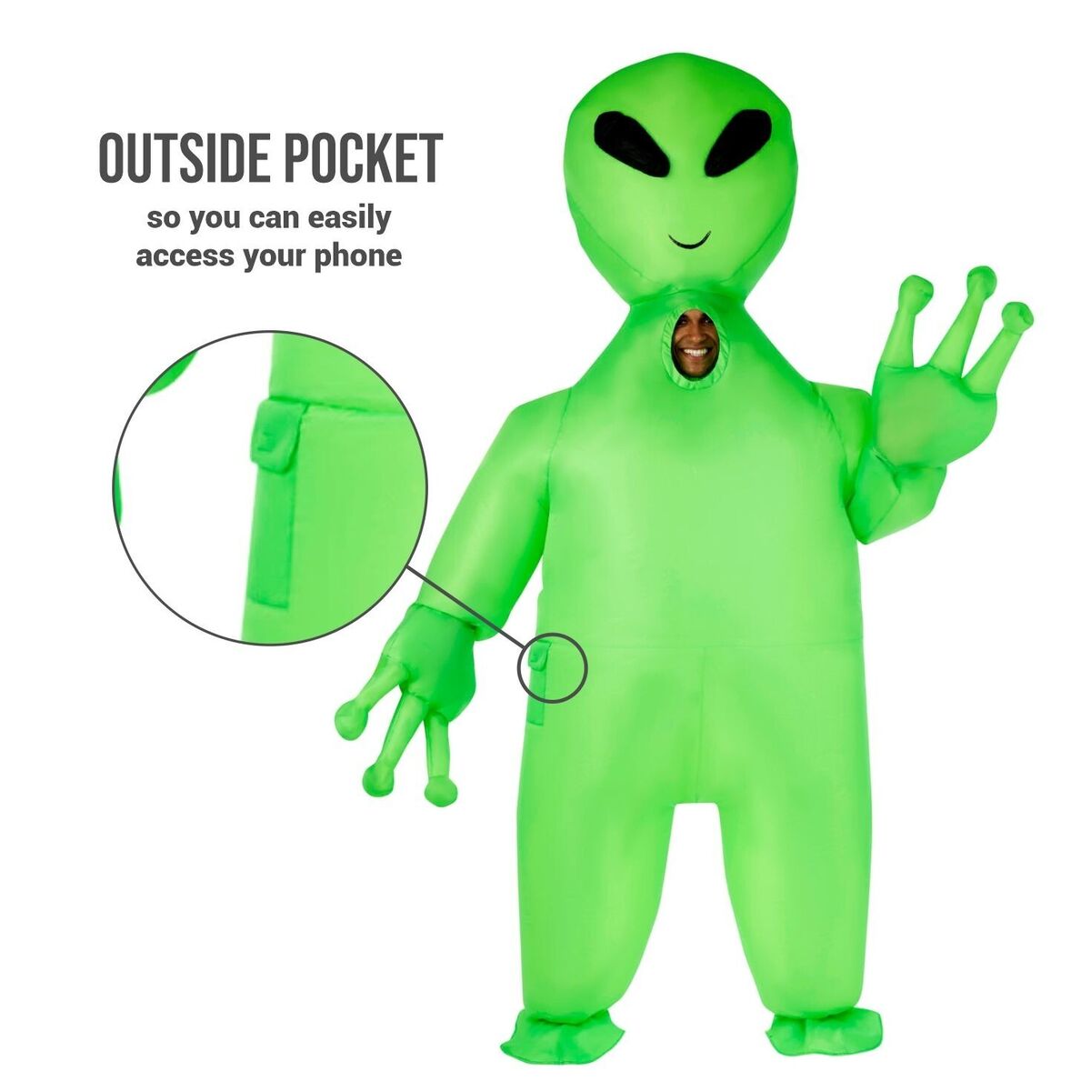 green inflatable alien