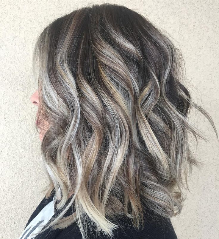 grey highlights on brown hair