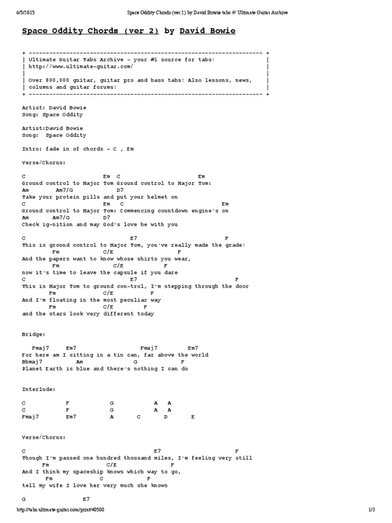 ground control to major tom chords