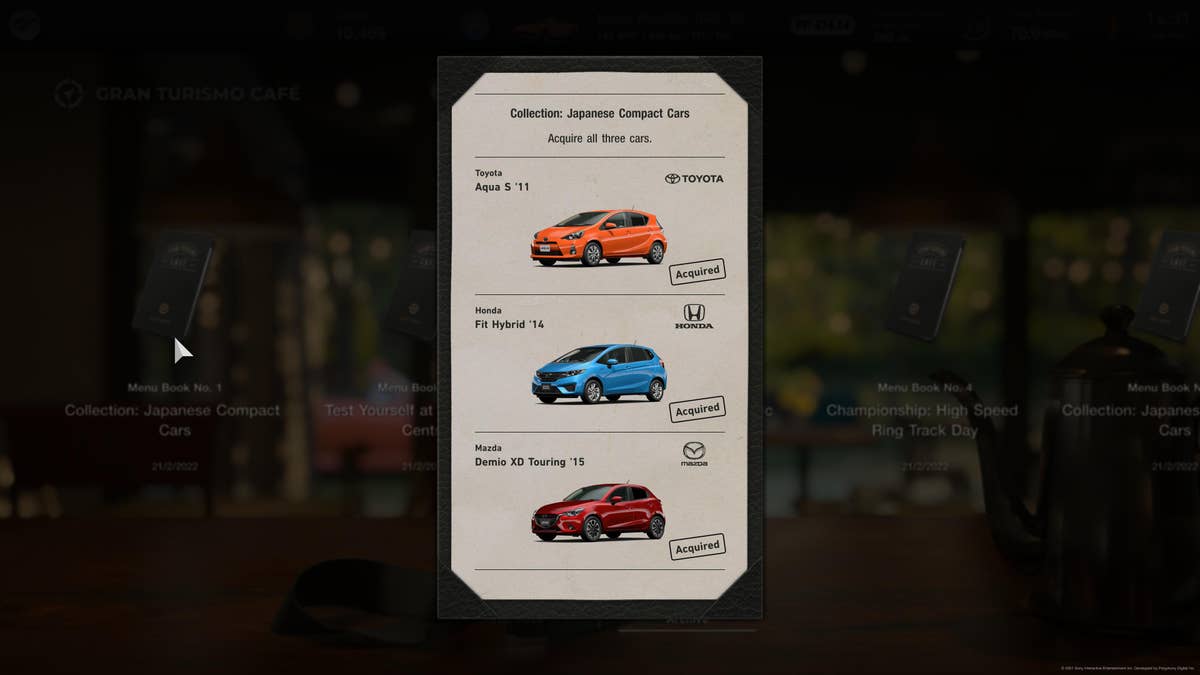 gt7 menu books