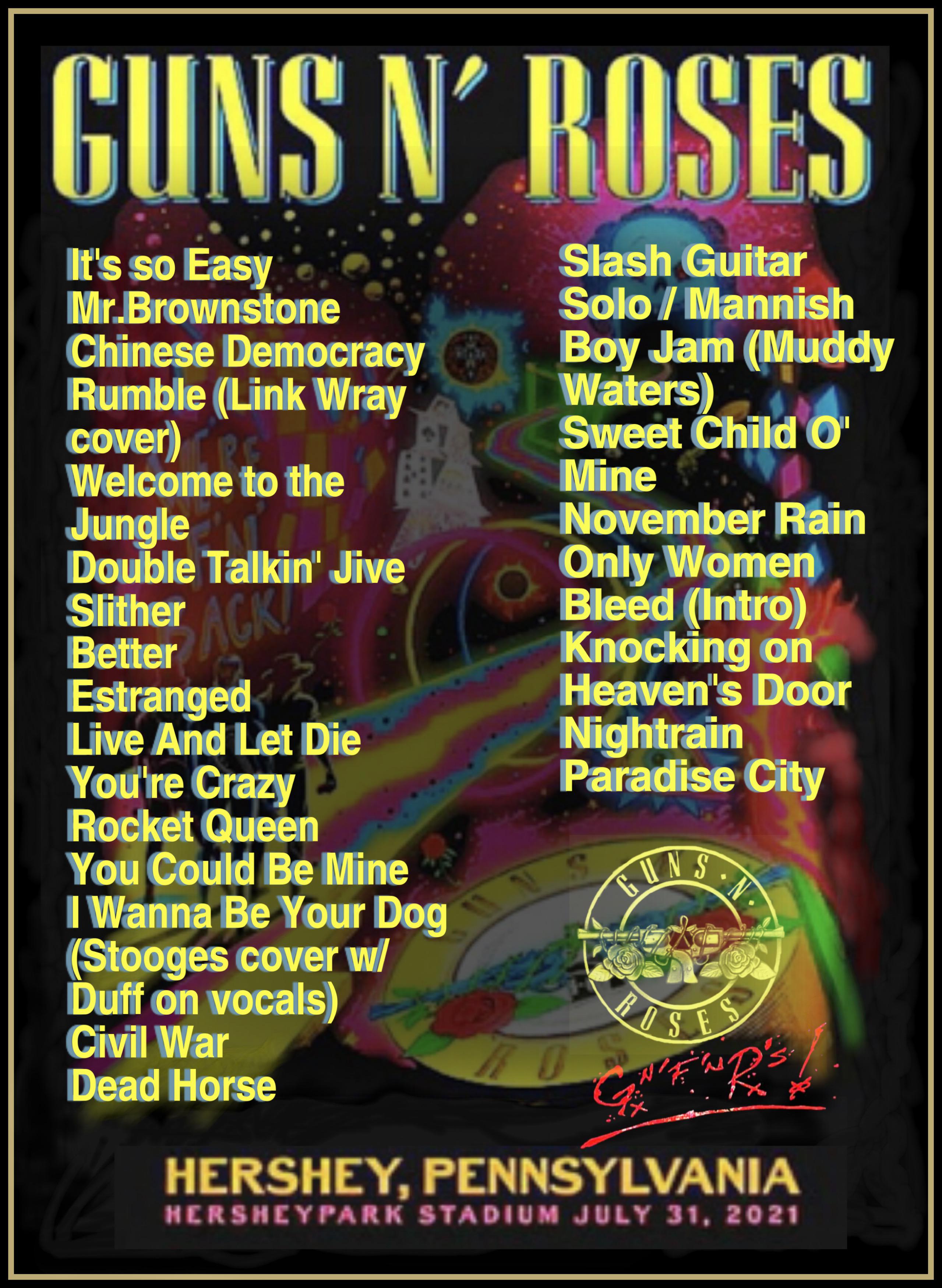 gun setlist