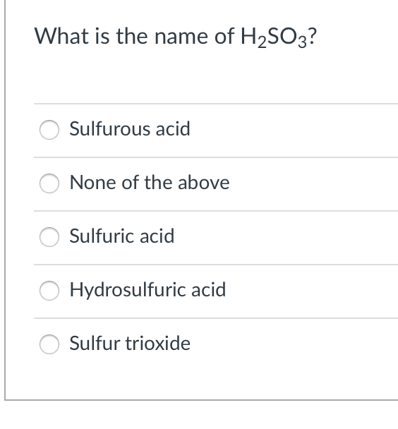 h2so3 compound name