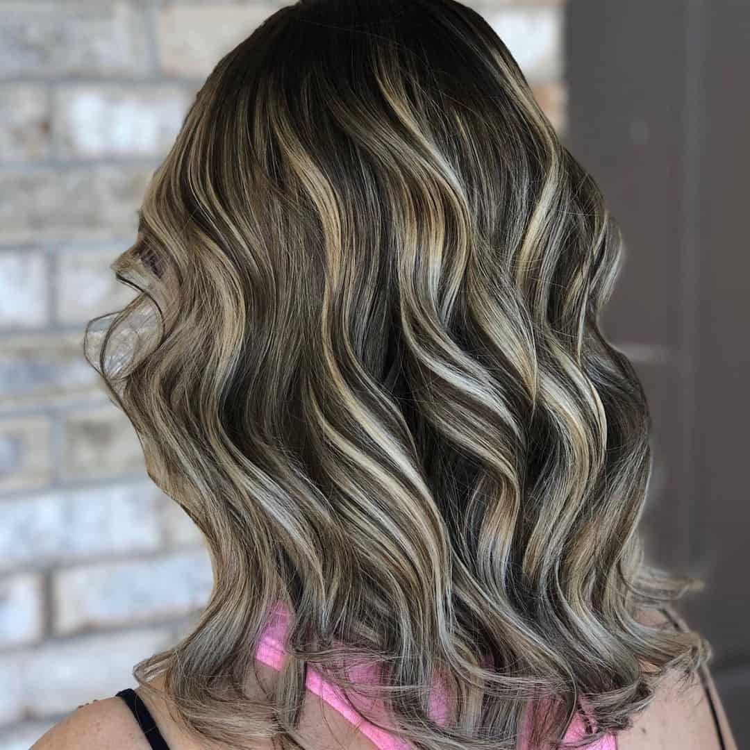 hair highlights black and blonde