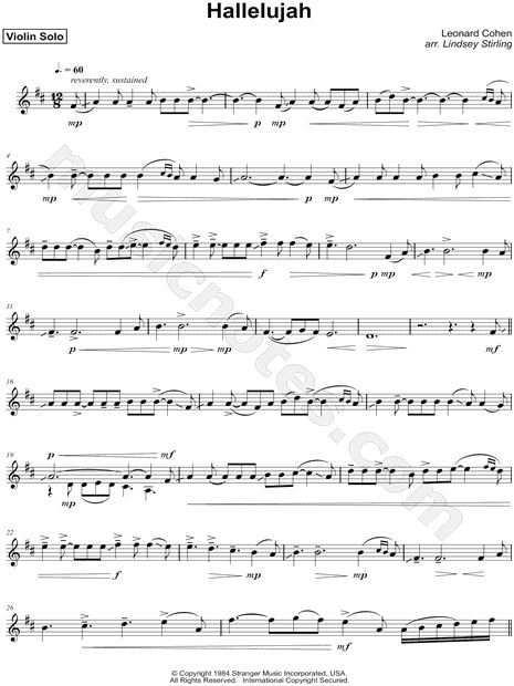 hallelujah chords violin