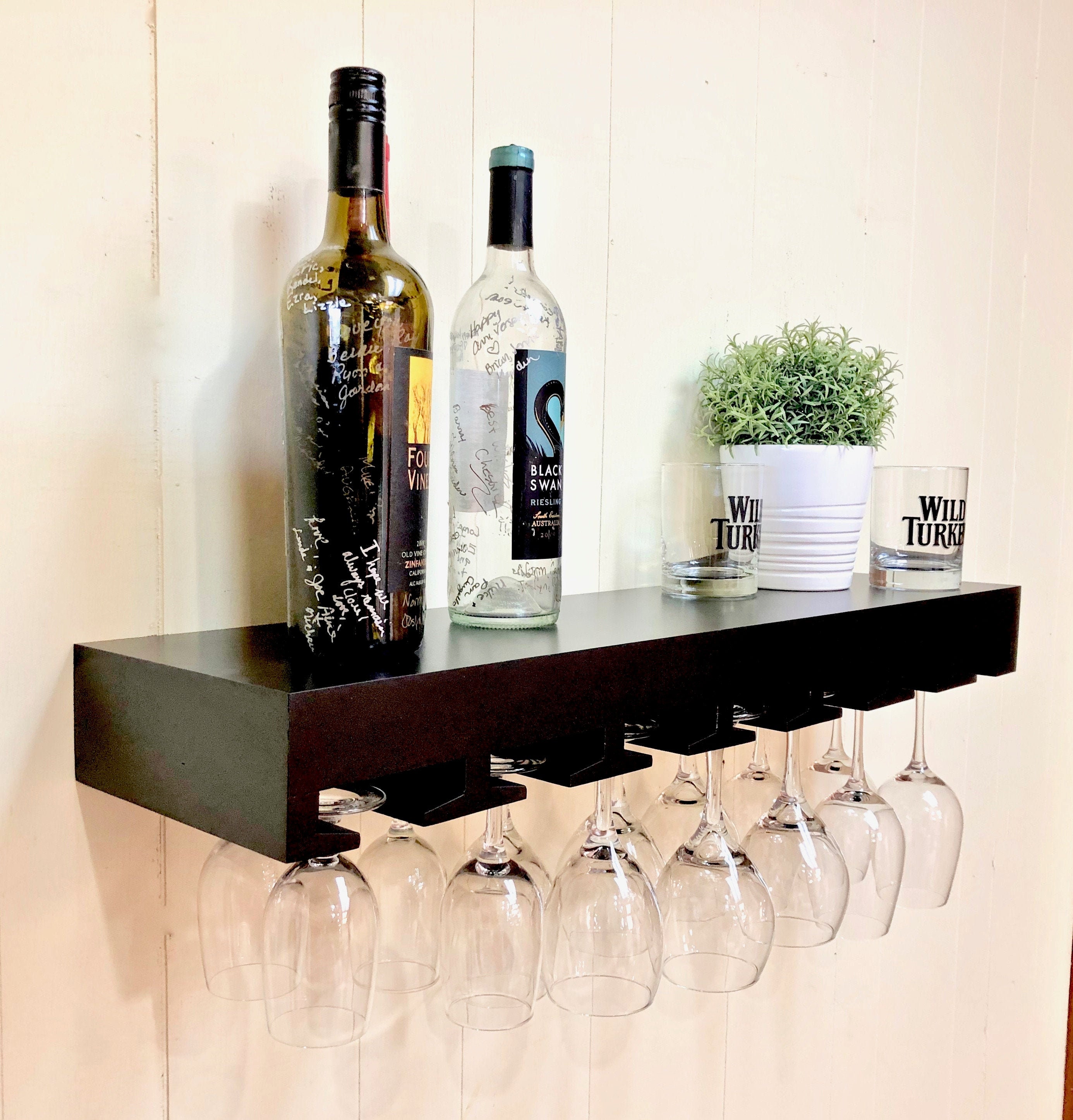 hanging glass wine rack