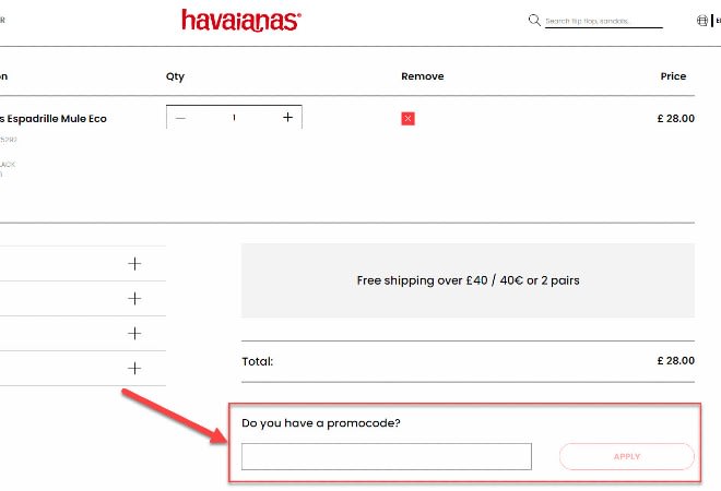 havaianas coupon code free shipping