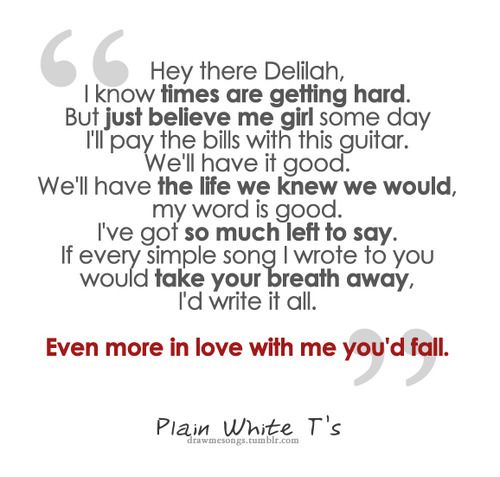 hello delilah lyrics