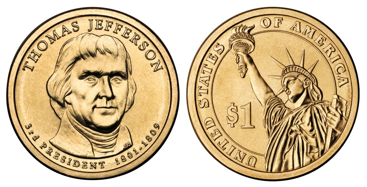 how much is a thomas jefferson dollar coin worth