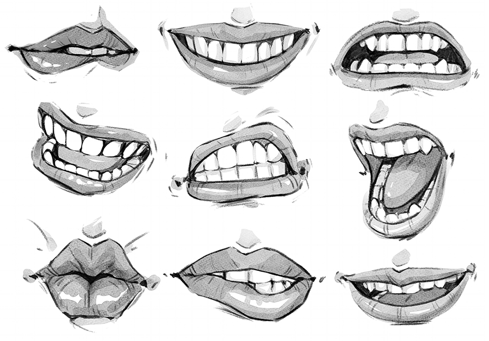 how to draw a mouth