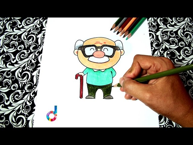 how to draw an old man easy