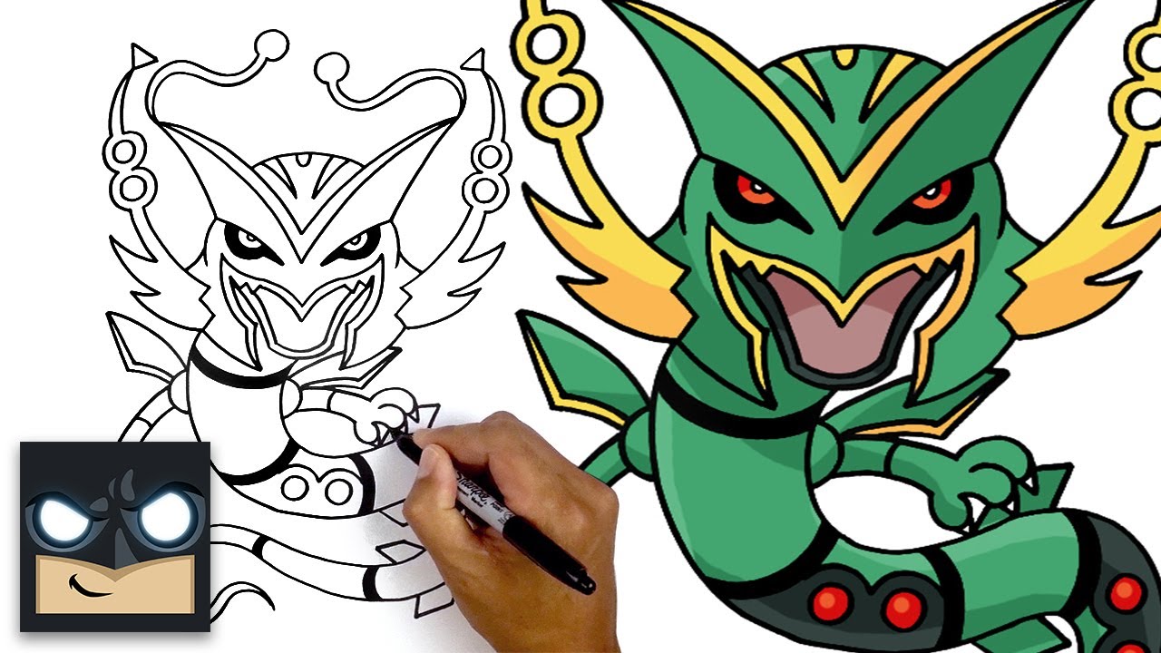 how to draw mega rayquaza