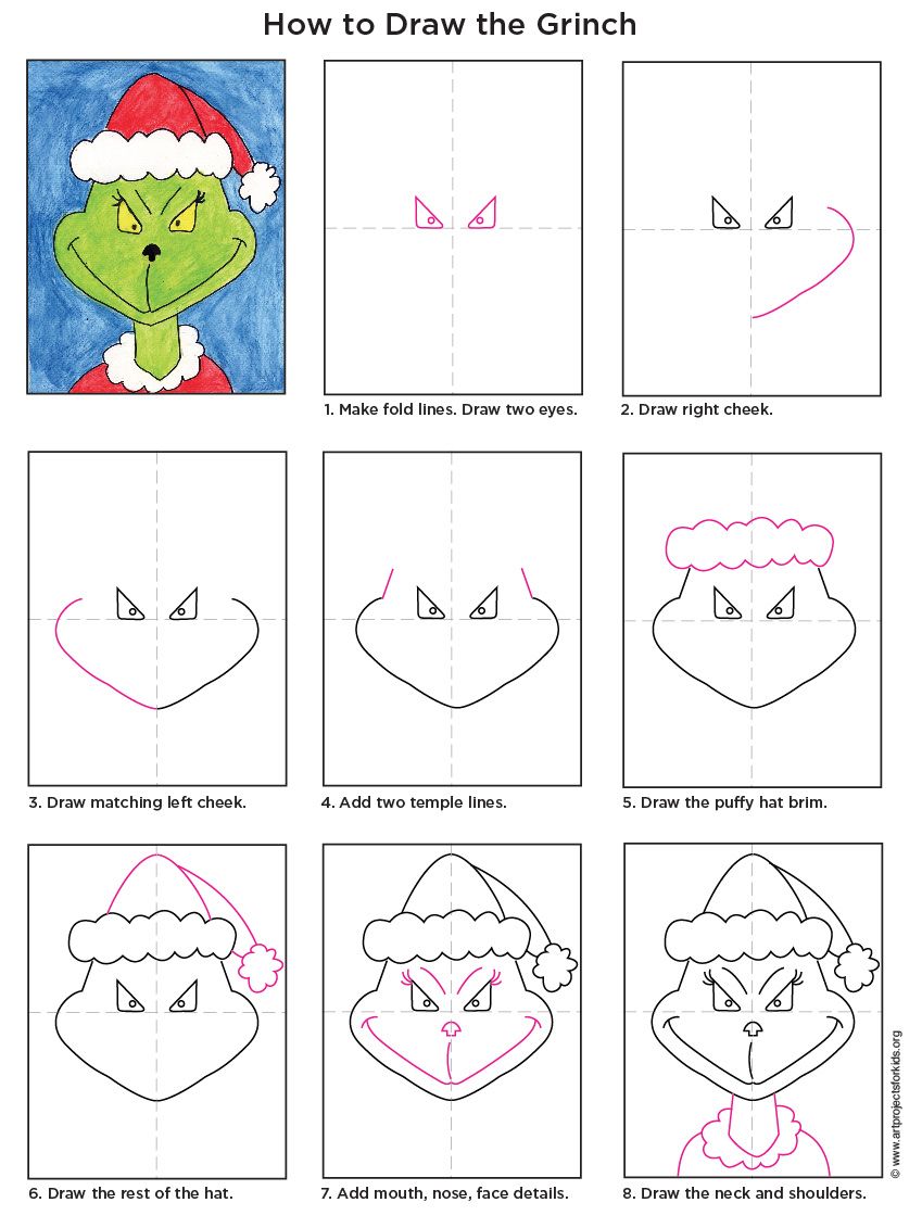 how to draw the grinch easy