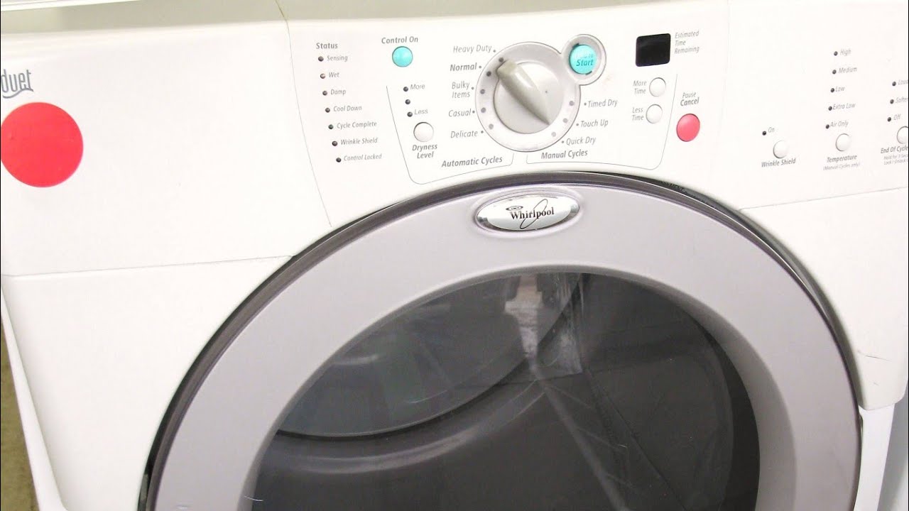 how to reset whirlpool duet dryer