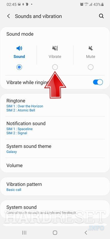 how to turn off vibration in samsung a70
