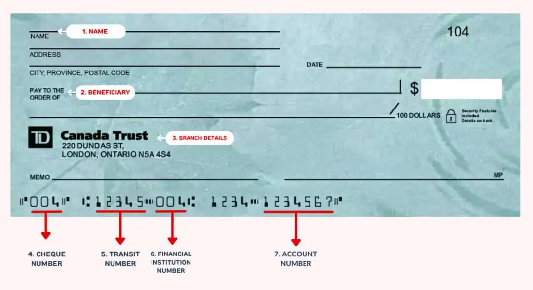 iban number for td canada trust