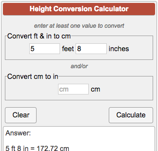 inches to cm conversion calculator