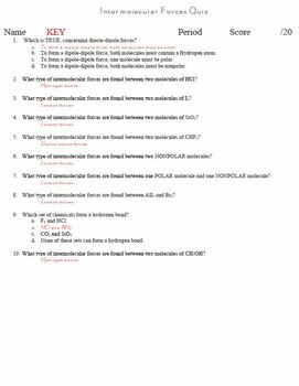 intermolecular forces quiz