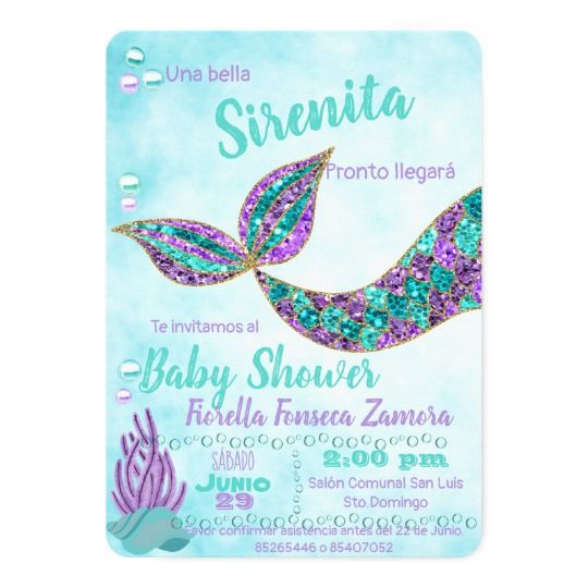 invitaciones para baby shower de sirena