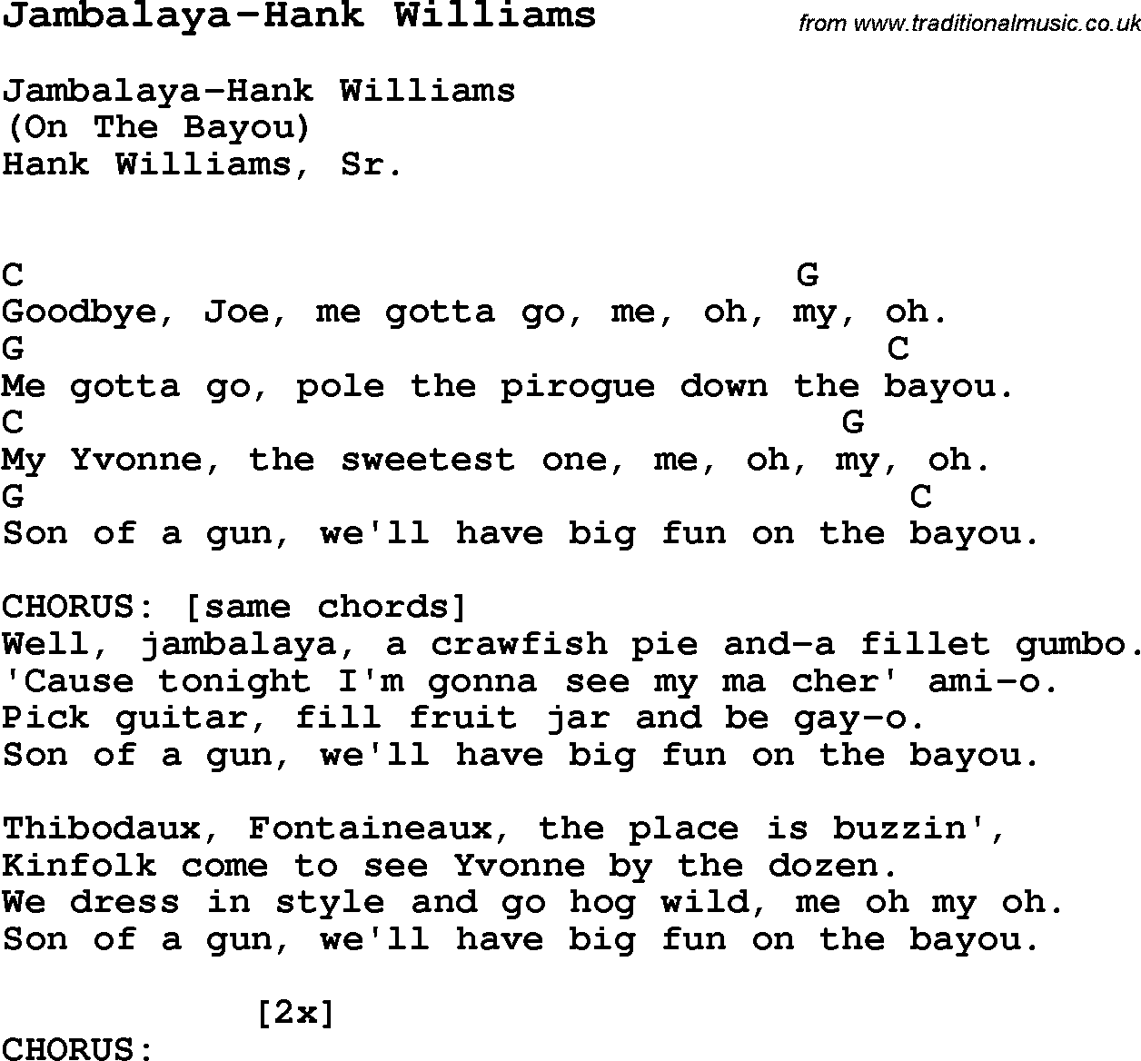 jambalaya lyrics