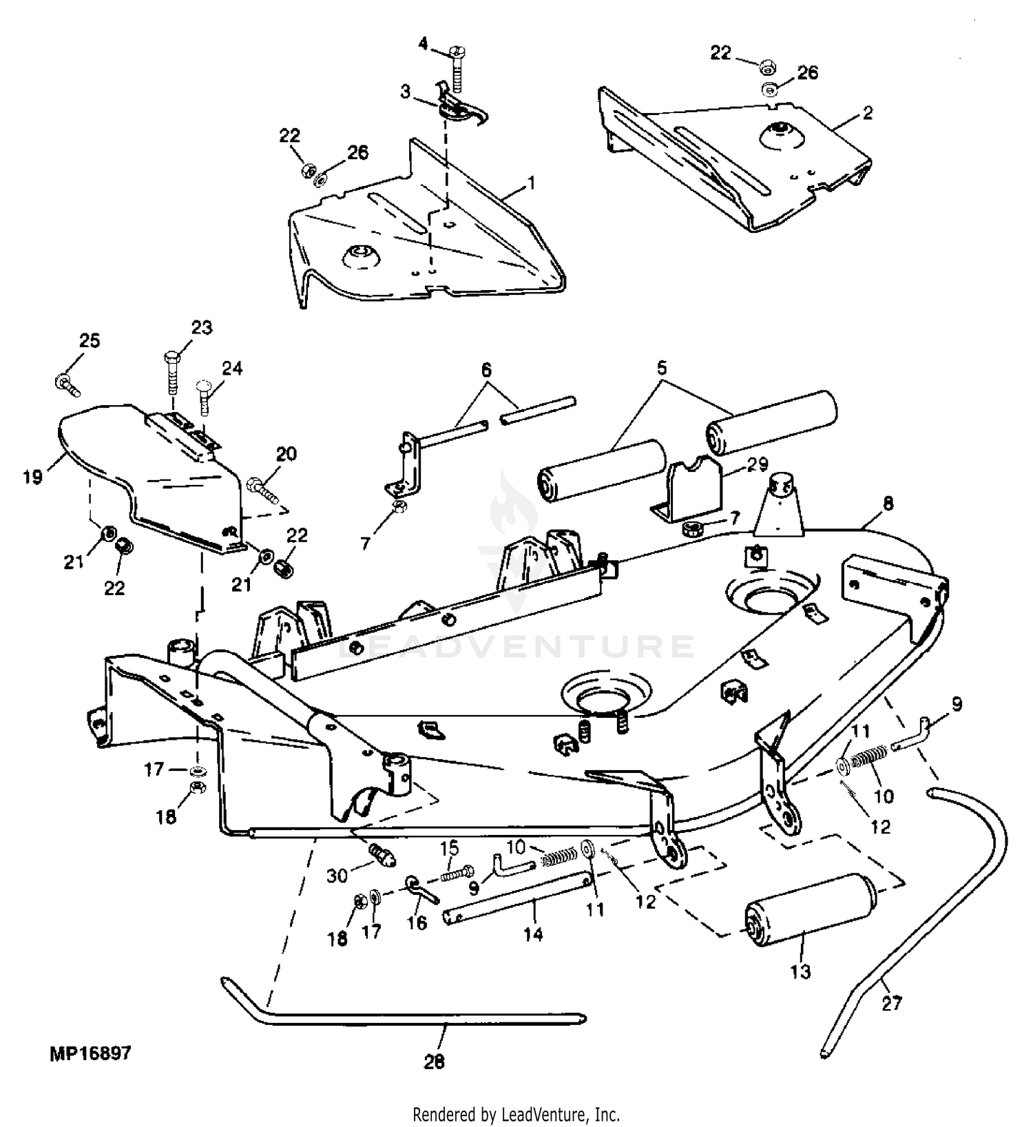 john deere 60 inch mower deck parts diagram