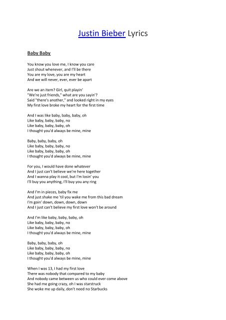 justin bieber baby song lyrics in english