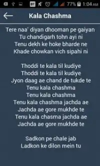 kala chashma lyrics in english