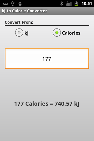 kilojoule to calorie calculator