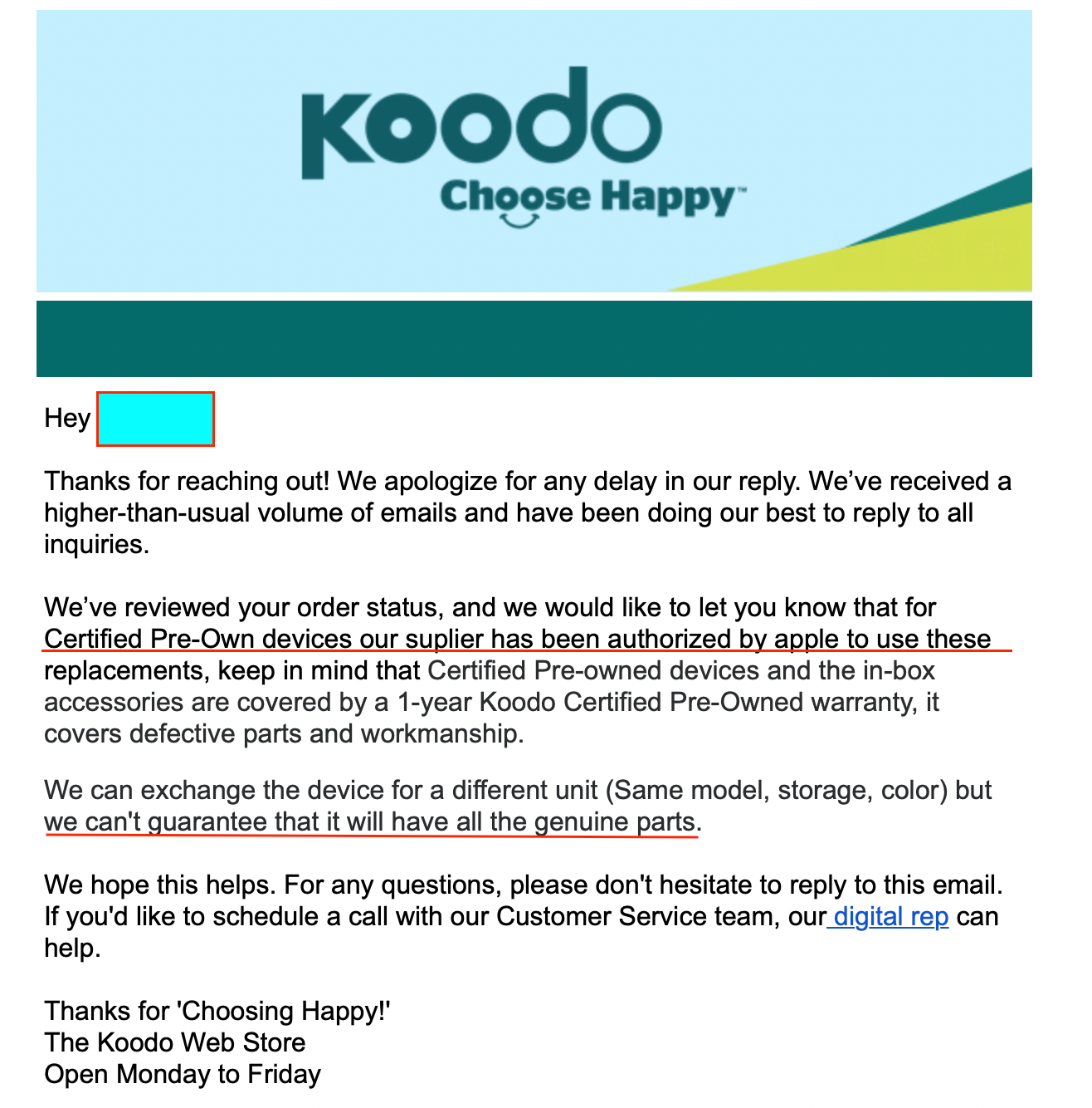 koodo email