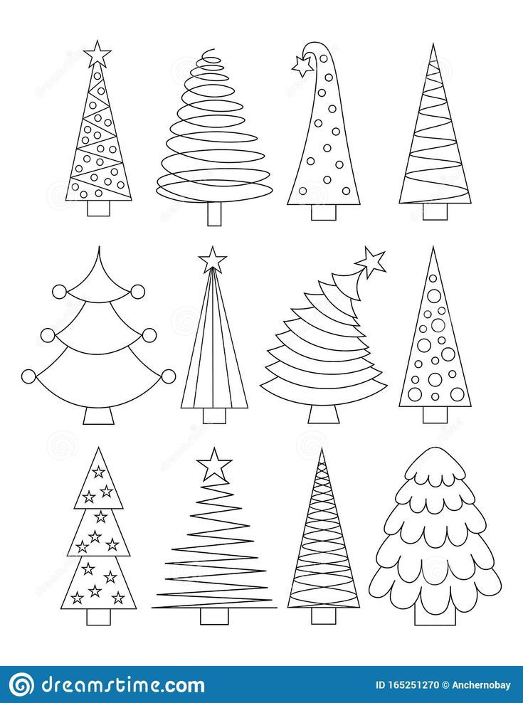 line art christmas tree