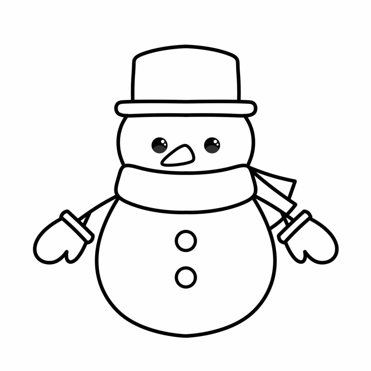 line drawing of a snowman