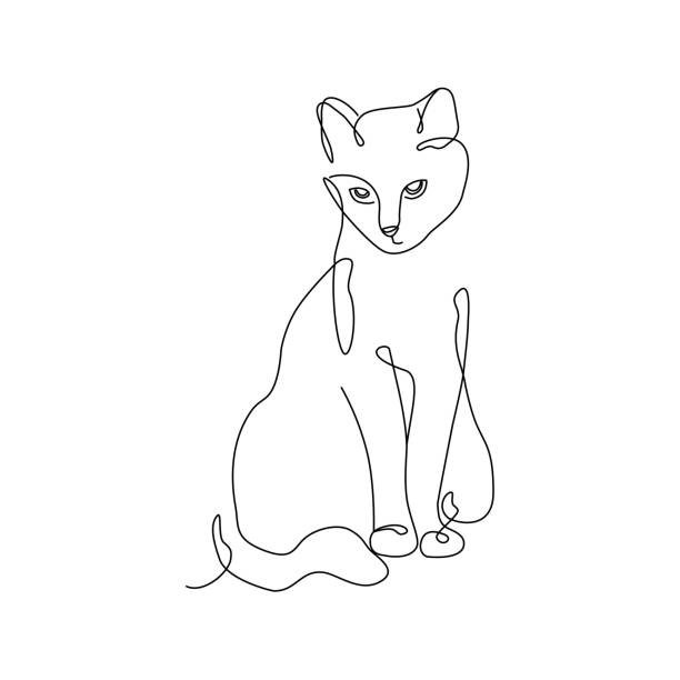 line drawings of cats