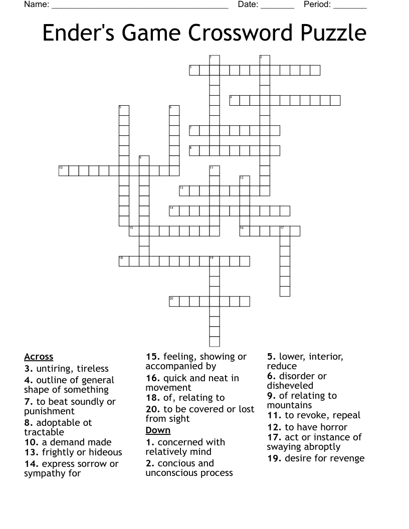 list ender crossword