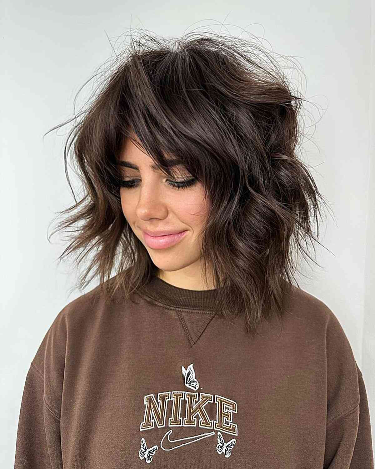 long bob with choppy layers