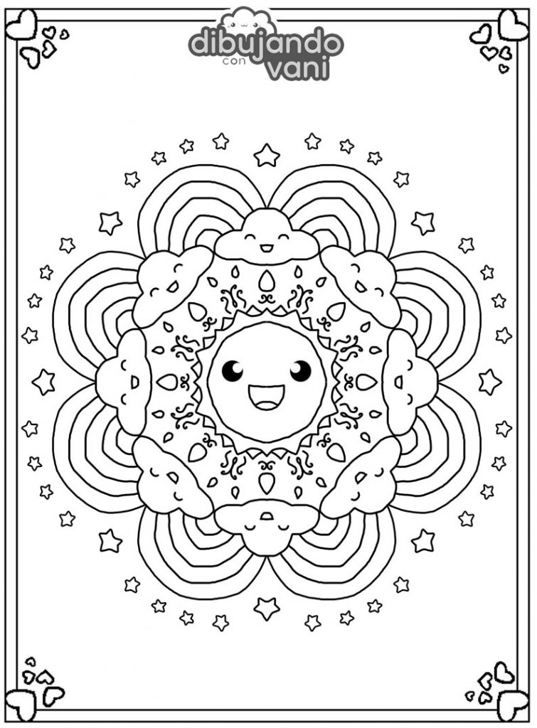 mandala kawaii para colorear